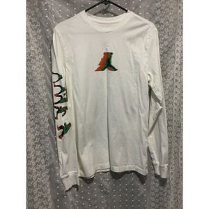 Jordan Jumpman Long‎ Sleeve T Shirt White Graphic Print Mens M